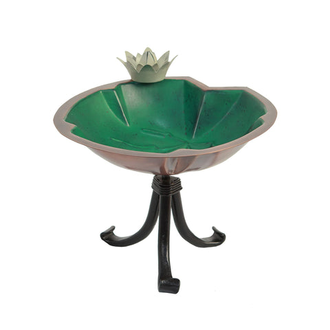 Achla Designs 201-4011 Lilypad Tripod Stand Birdbath, Antique Copper Plated and Colored Patina Finish