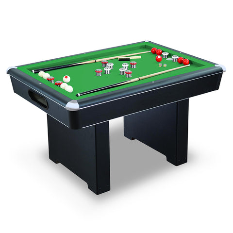 Hathaway Renegade II 54-in Bumper Pool Table for Game Room – Genuine Slate Play Bed & Carpeted Ball Return System – Includes Cues, Balls, Brush & Chalk – Green Felt with Black Finish