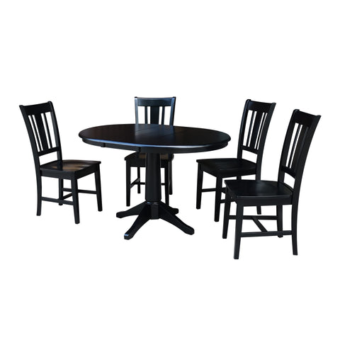 International Concepts 36" Round Extension Dining Table with 2 San Remo Chairs