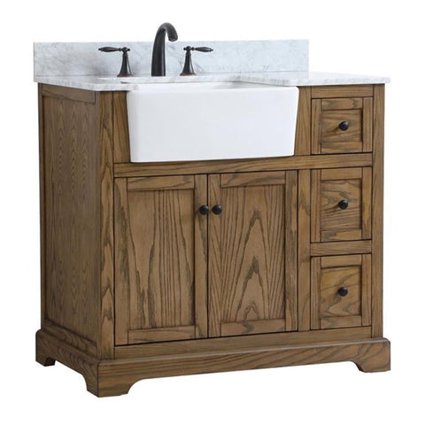 Elegant Decor Franklin 36" Single Bathroom Vanity with Backsplash in Driftwood