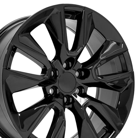 OE Wheels CV32 22 Inch Rim Fits Silverado 1500 Style 6x139.7 22x9 Gloss Black - Hollander 5916 (1)