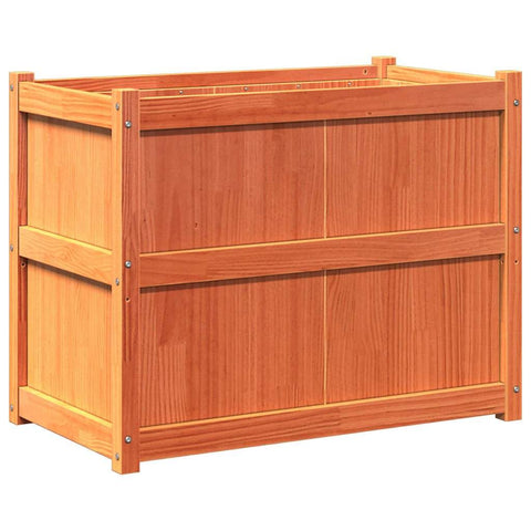 vidaXL Garden Planter Solid Pine Wood Decorative Flower Box - Wax Brown, 35.4"x19.7"x27.6", Ideal for Gardens, Balconies, or Patios