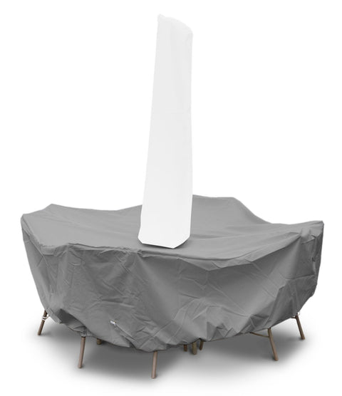 KoverRoos 81251 Weathermax 72 inch Round Dining Set Cover with Umbrella Hole, Charcoal - 108 Dia x 28 H inch
