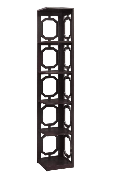 Convenience Concepts Omega 5 Tier Corner Bookcase, Espresso