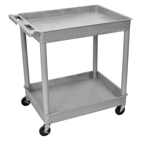 Luxor TC11-G Two Shelves Tub Cart with Locking Brakes, Shape, Gray ()