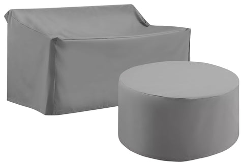 2Pc Outdoor Furniture Cover Set Gray - Loveseat & Round Table