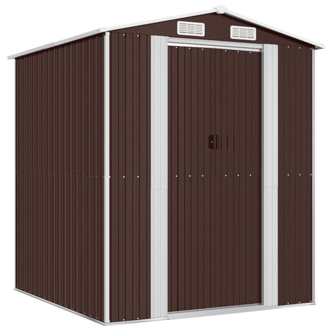 vidaXL Galvanized Steel Garden Shed - Spacious Outdoor Storage with Ventilation and Easy Entry - Durable and - - Dark Brown