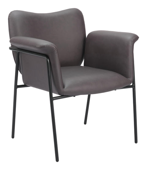 Zuo Heritage Dining Chair Brown, Brown Dining Chair, Plush and Durable Faux Leather Fabric, Plywood, Indoor Dining, 30.3" W x 26" D x 33.5" H