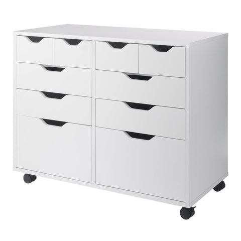 Winsome Halifax Tall Mobile Storage Cabinet with Drawers in White, 2 Door 4 Drawer Stylish & Functional Home Storage Cabinet for Filing, Kitchen Organization, Moveable Furniture for Office, Apartments