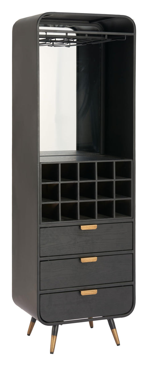 Zuo Magara Bar Cabinet Black, Black Cabinet, Modern Style, Rubber feet Help Prevent Floor Scratches, Fir Wood, Indoor Bar, 21.3" W x 15.7" D x 68.1" H