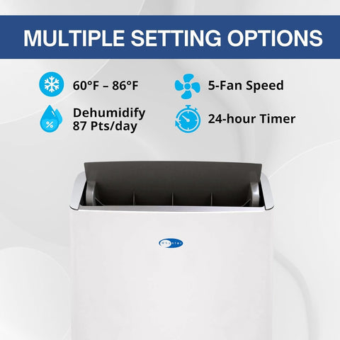 Whynter Inverter Portable Air Conditioner 14,000 BTU Heater with Dual Hose, Dehumidifier, Cooling Fan & Smart Wi-Fi for 600 Sq Ft Rooms, NEX ARC-1230WNH (12,000 SACC), White