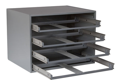 Easy Glide Slide Rack With 4 Sliding Drawer Racks For Use With Large Compartment Boxes Steel Gray