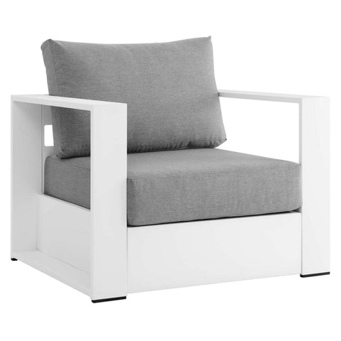 Modway Tahoe Modern Fabric/Aluminum Outdoor Armchair in White/Gray
