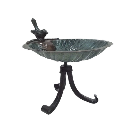 Achla Designs 201-4013 Scallop Shell Tripod Stand Birdbath, Antique Brass Plated