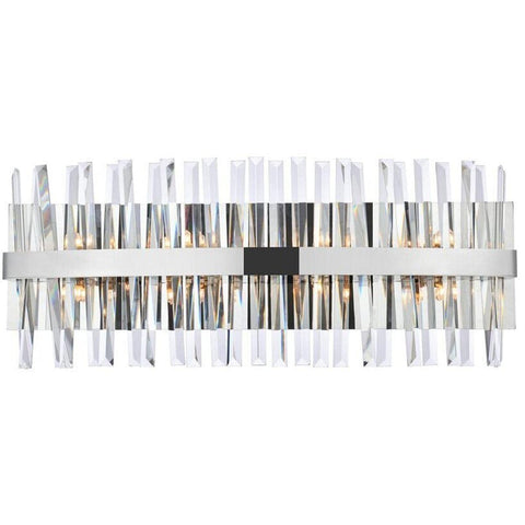 Elegant Lighting Serephina 30" Iron and Crystal Bath Sconce in Chrome