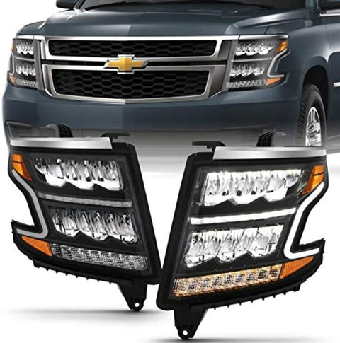ANZO 111478 LED HEADLIGHT PLANK STYLE BLACK CLEAR W/SEQUENTIAL AMBER