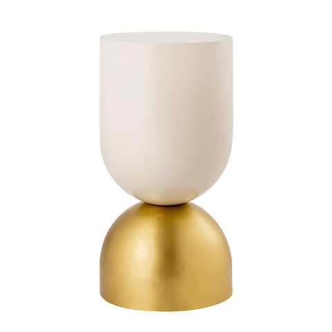 Pasargad Home Calista Iron Round Side Table, Gold/Ivory - Accent Table for Living Room, Bedroom - Luxury Room Office, 20" H