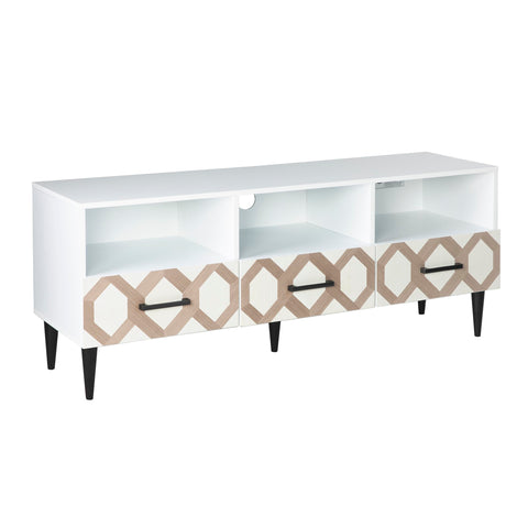 SEI FURNITURE Eltisley TV Stand with Storage, Contemporary Media Cabinet for Flat Screen TVs up 52 Inches, White