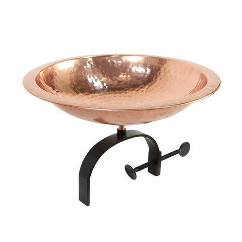 Achla Designs BBHC-01T-OR Hammered Bracket Railing Mount Birdbath, Copper, Black