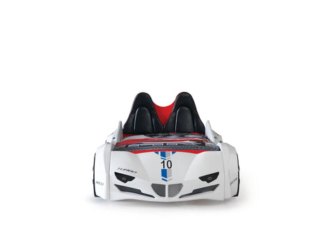 GTI White Twin Car Bed Remote Control LED Lights Premium Rear Seat