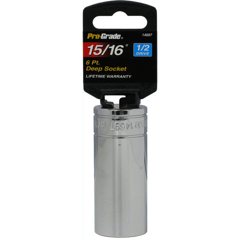 Pro-Grade 14697 1/2-Inch Drive with 6 Point Deep 15/16-Inch Socket