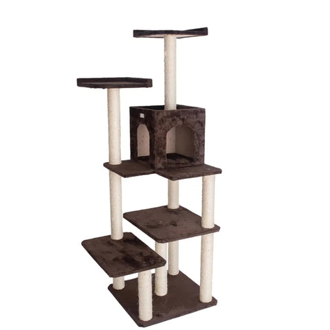 GleePet 66" Cat Tree GP78680723 Coffee Brown 4 Levels