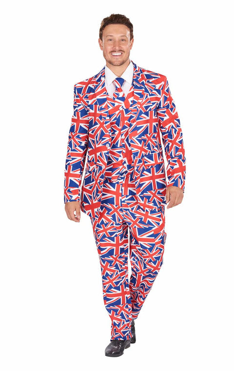 Orion Costumes Men's Union Jack Three Piece Suit British Olympic Fancy Dress Costume