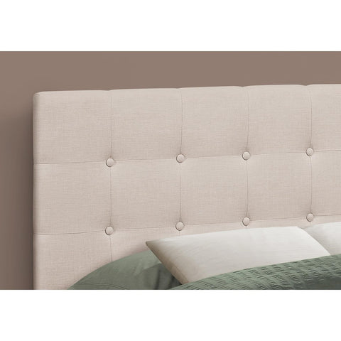 Monarch Specialties I 6004F Bed, Headboard Only, Full Size, Bedroom, Upholstered, Linen Look, Beige, Transitional