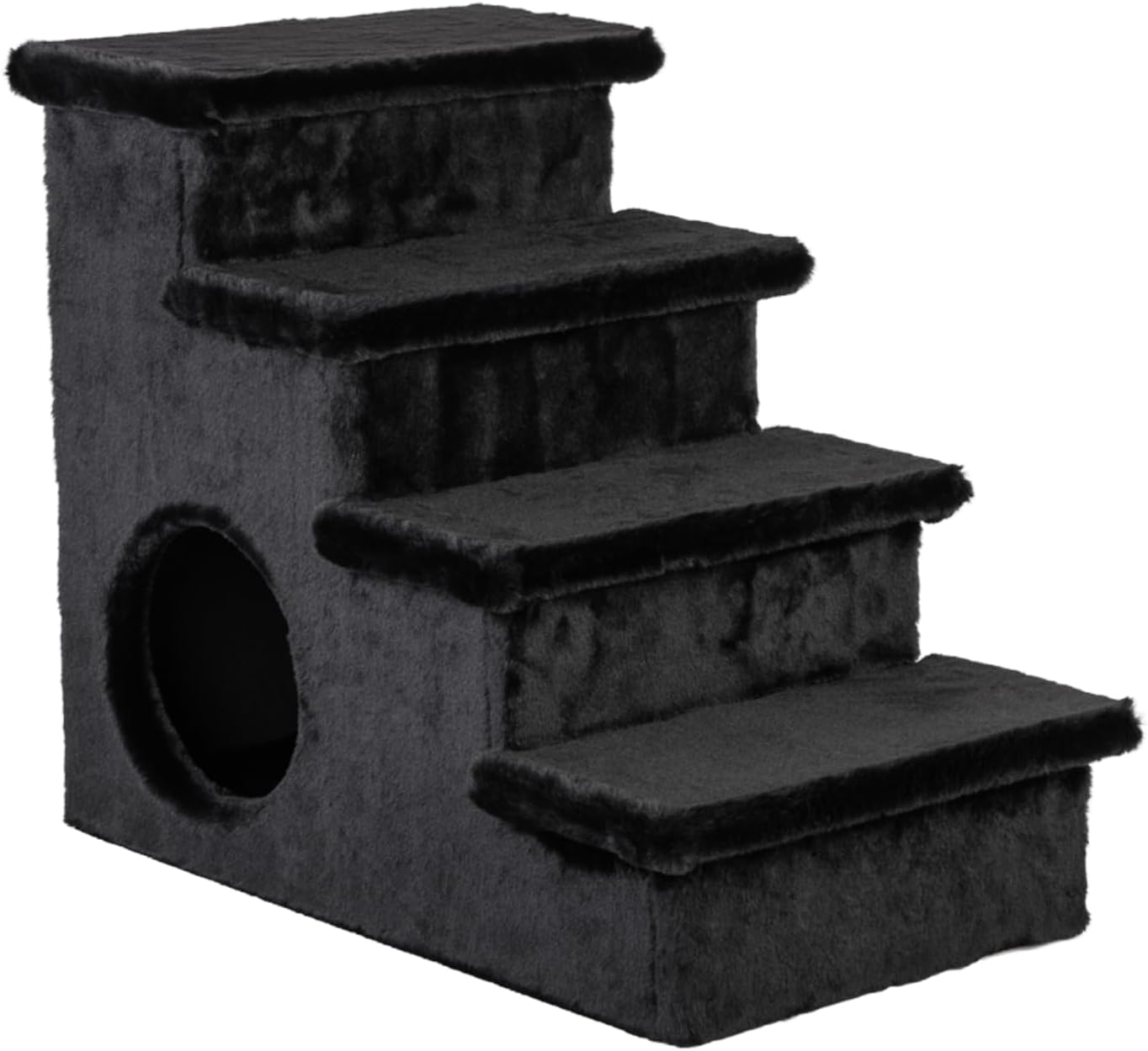 24 Inch X 22 Inch Stairs Hideout 4 Step Non Slip Pet Stairs for Cats Perfect High Beds & Couch & Window Sill Non-Slip Bottom (Black)
