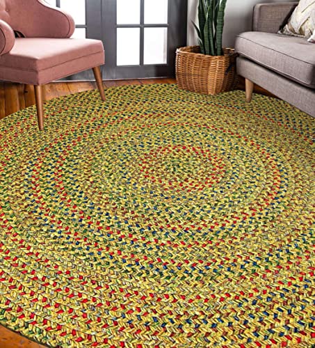Rhody Rug Sophia SO55 Sand Natural 6' x 6' Round - Braided Area Rug, Home Decor, Floor Mat or Bedroom Rug - Easy Care, Ideal for High Traffic Areas in Hallway and Living Room - Made in USA