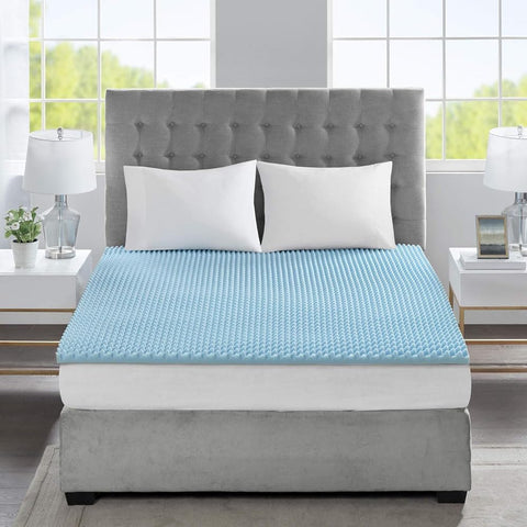 Oakestry Gel Infused Memory Foam All Season Enhanced Bed Support for Better Sleep, Twin, 1.5" Thick, Without Cover Blue