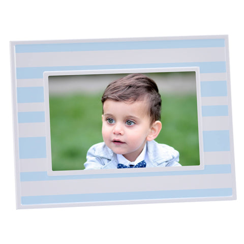 Creative Gifts International Blue and White Striped desktop Picture Frame, Back Kickstand, 4x6 Photo Slot, Gifts Box Included