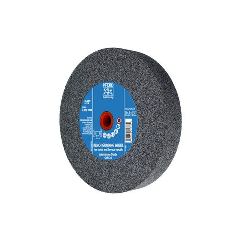 PFERD Vitrified Bench Grinding Wheel – Universal, 12" Diameter, 2" Thick, 1-1/2" Arbor, 24 Grit, Aluminum Oxide, for General Metalworking - Part 61778