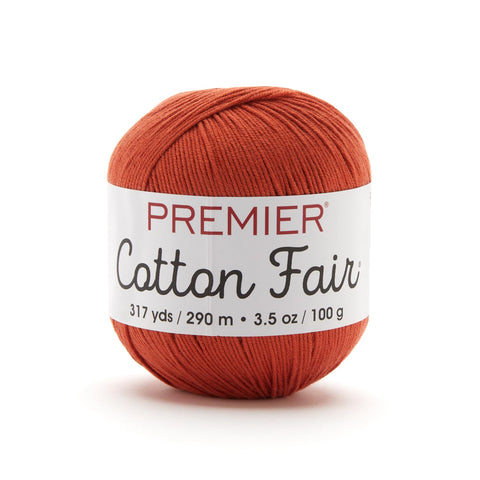 Premier Yarns Cotton Fair, Cotton/Acrylic Blend, Yarn for Crocheting and Knitting, Fine Weight, Machine Washable, Spice, 3.5 oz, 317 Yards