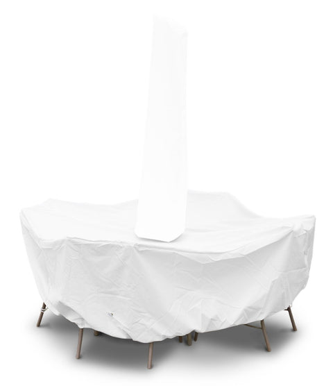 KoverRoos Weathermax 14244 60-Inch Round Table Dining Set Cover with Umbrella Hole, 78-Inch Diameter by 38-Inch Height, White