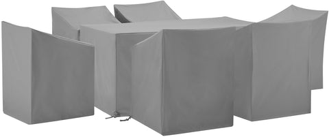 7Pc Outdoor Dining Furniture Cover Set Gray - 6 Dining Arm Chairs & 1 Dining Table