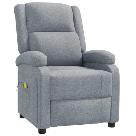 vidaXL Fabric Massage Recliner - Light Gray, Manual Recline, Targeted Vibration Massage with Remote, Thick Padding, Living Room/Bedroom