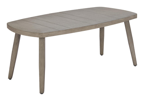 Foret Coffee Table Brown, Brown Coffee Table, Modern Style, Faux Wood Aluminum Rectangular Shape Tabletop, Aluminum, Outdoor Living, 42.5" W x 21.3" D x 17.5" H