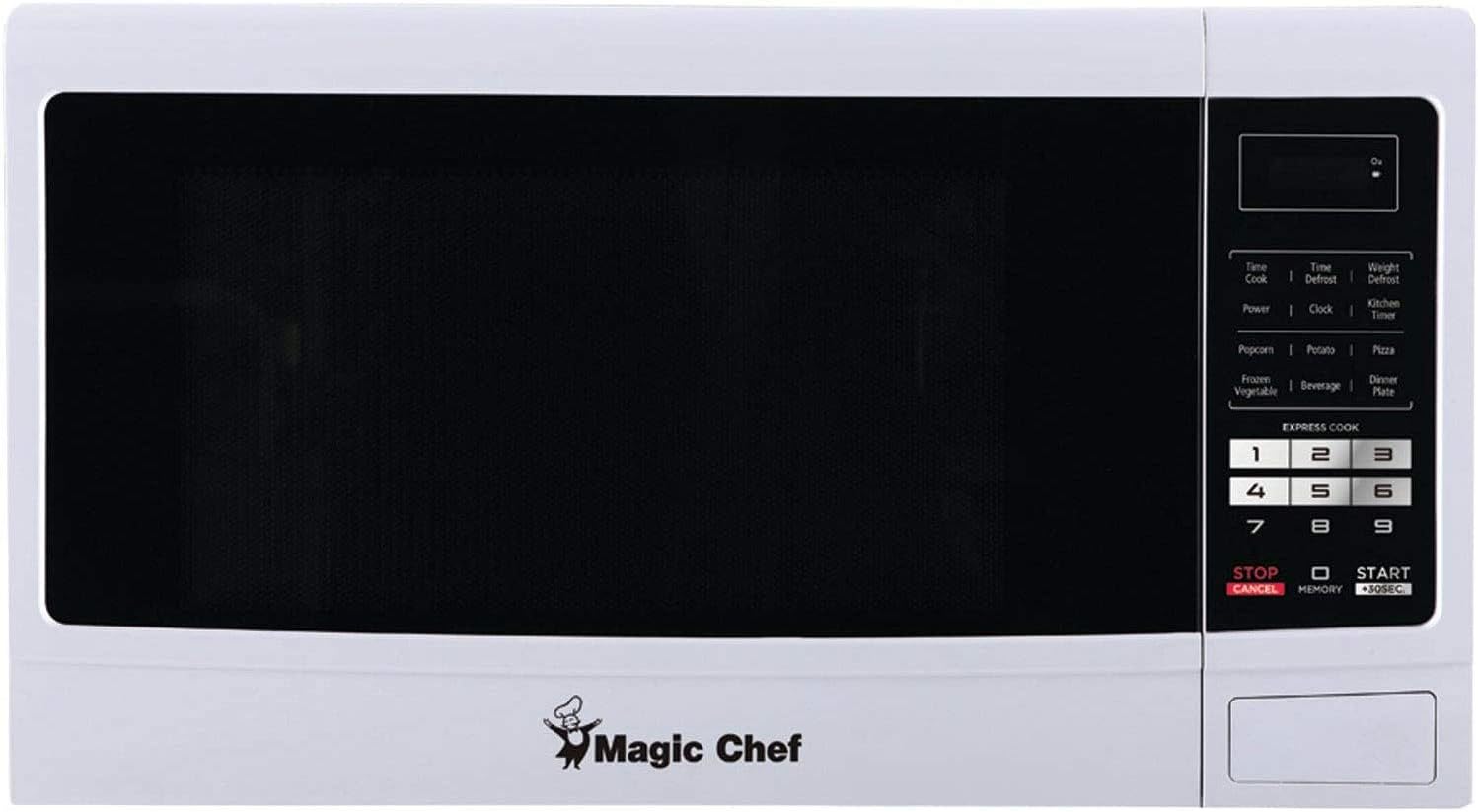 Magic Chef MCM1611W 1100 Watt 1.6 Cubic Feet Microwave with Digital Touch Controls and Display, White