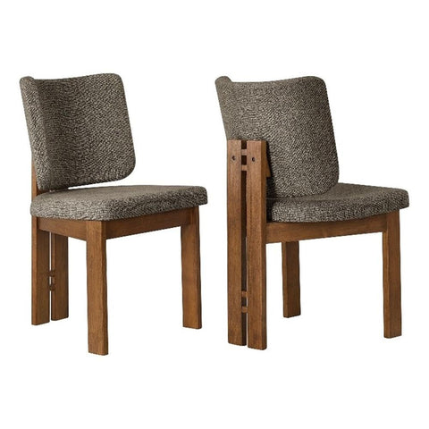 Modway Alba Set of 2 Armless Upholstered Dining Chairs in Taupe – Curved Fabric Accent Chairs for Dining Room Or Kitchen