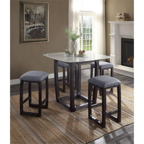 Acme Razo Counter Height Stool (1Pc) in Fabric & Weathered Espresso