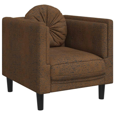 vidaXL Brown Velvet 1-Seater Sofa Chair with Cushion - Modern Armchair for Living Room/Lounge, Upholstered with Pillow, 28"x30.3"x27.6"