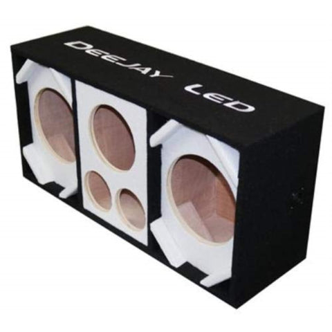 DEEJAY LED Two 8-in Woofers Plus Two Tweeters and One Horn White Empty Chuchera Speaker Enclosure - D8T2H1WHITE