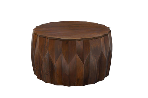 Lina 30inch Diamond Facet Mango Wood Coffee Table - Walnut