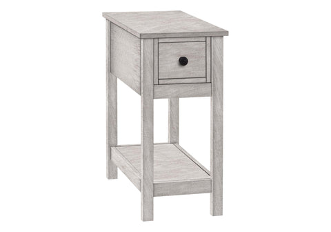 Monarch Specialties I 3963 Accent Table, End, Side Table, 2 Tier, Narrow, Bedroom, Lamp, Storage Drawer, Grey