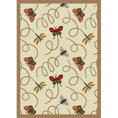 Joy Carpets Kaleidoscope Wing Dings Whimsical Area Rugs, Beige