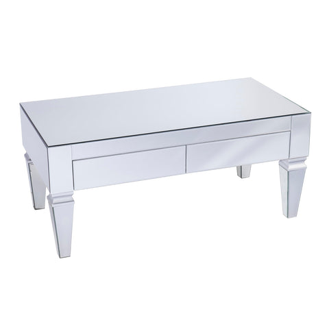 SEI Furniture Darien Contemporary Mirrored Rectangular Coffee Table, Silver