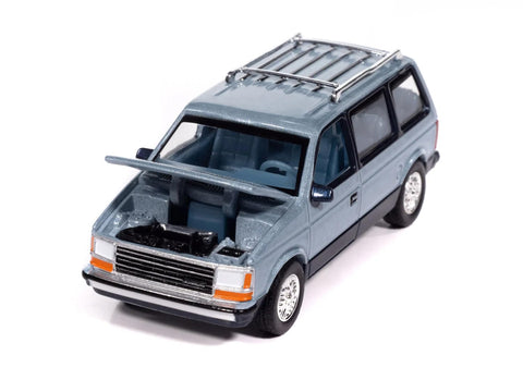 1987 Voyager Van Ice Metallic and Twilight Blue Metallic 2-Tone with Blue Interior Mighty Minivans Series 1/64 Diecast Model Car by Auto World AWSP197A