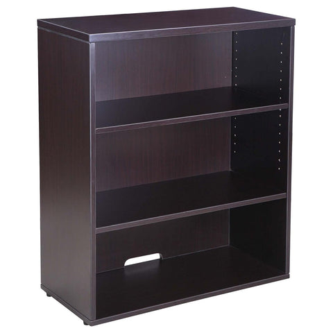 Oakestry Mocha Open Hutch Bookcase High Modular Storage Shelving Durable Laminate Finish Scratch Resistant Panel Construction Straight Edge Design Functional Office Display Unit Quality Component