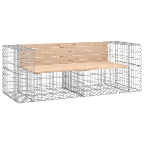 vidaXL Garden Bench, Outdoor Bench with Customizable Gabion Basket Base, Solid Pine Wood, Rectangular Prism, 2 Pack, 71 x 65.5 x 65.5 cm